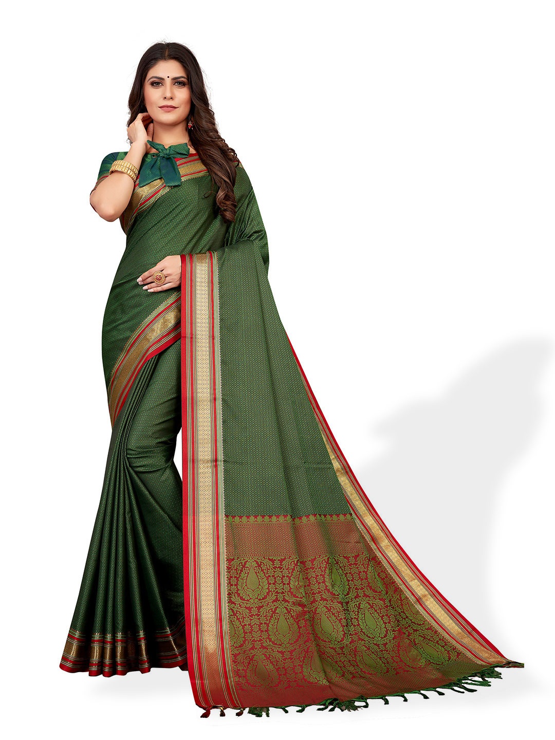 

VENISA Woven Design Zari Saree, Green