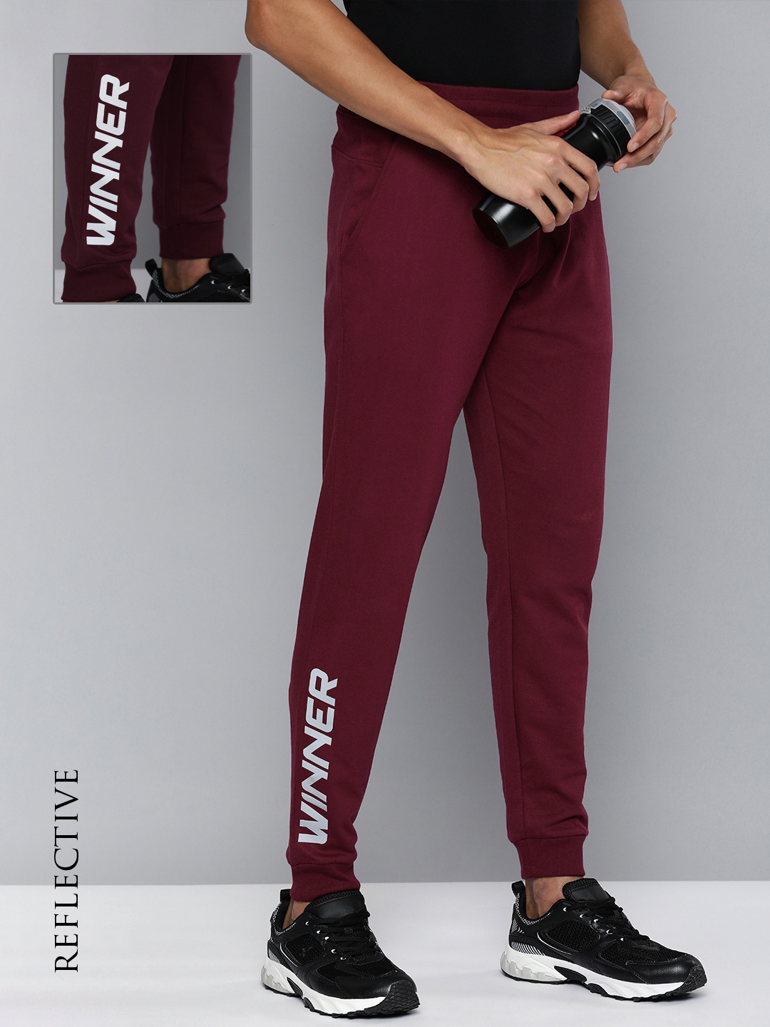 

HRX by Hrithik Roshan Men Typography Regular Fit Joggers, Maroon