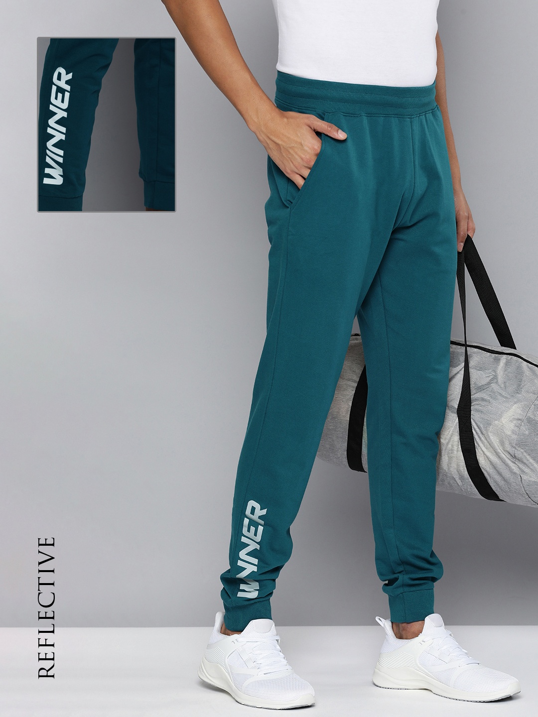

HRX by Hrithik Roshan Men Typography Regular Fit Joggers, Teal