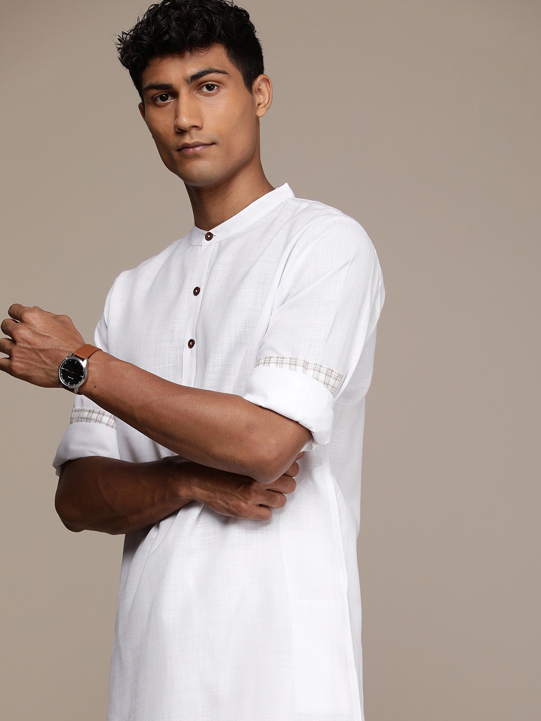 

House of Pataudi Solid Straight Jashn Kurta, White