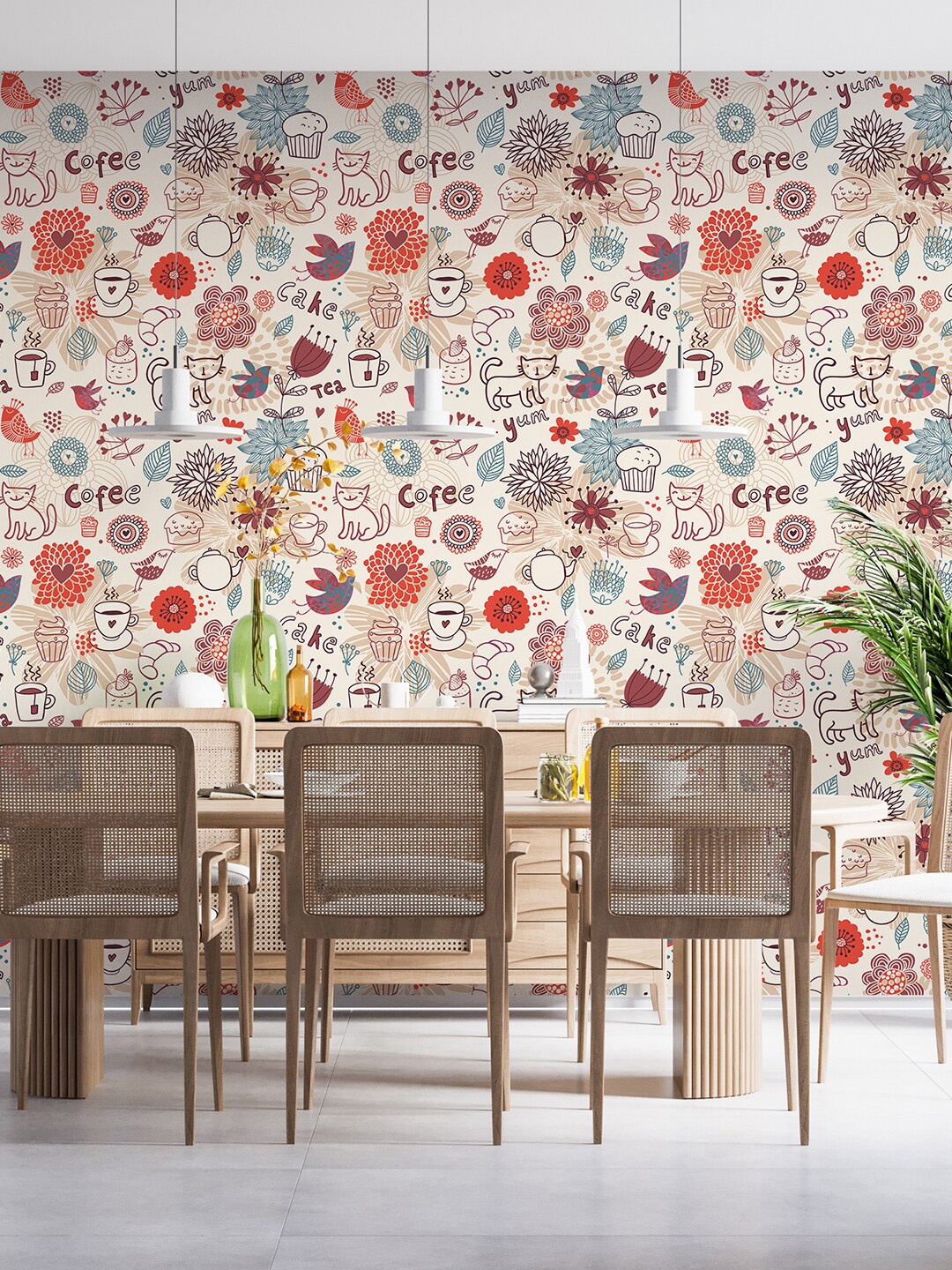 

PAPER PLANE DESIGN Beige & Red Printed Waterproof Wallpaper