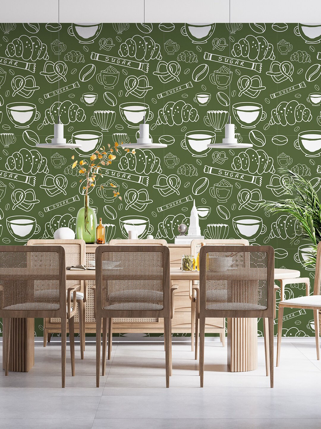 

PAPER PLANE DESIGN Green & White Printed Waterproof Wallpaper