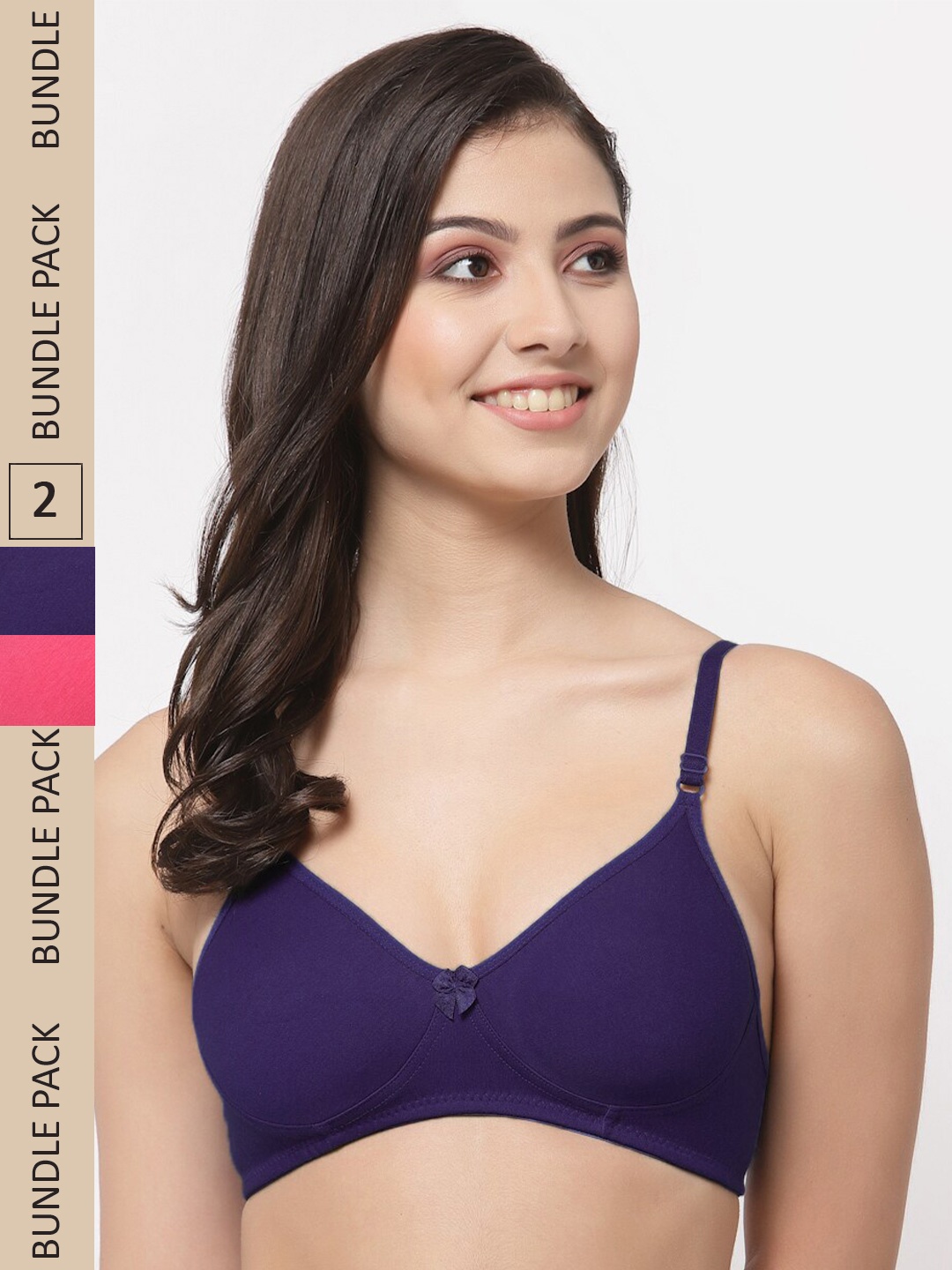 

College Girl Pack Of 2 Lightly Padded All Day Comfort Seamless Cotton T-Shirt Bra, Pink