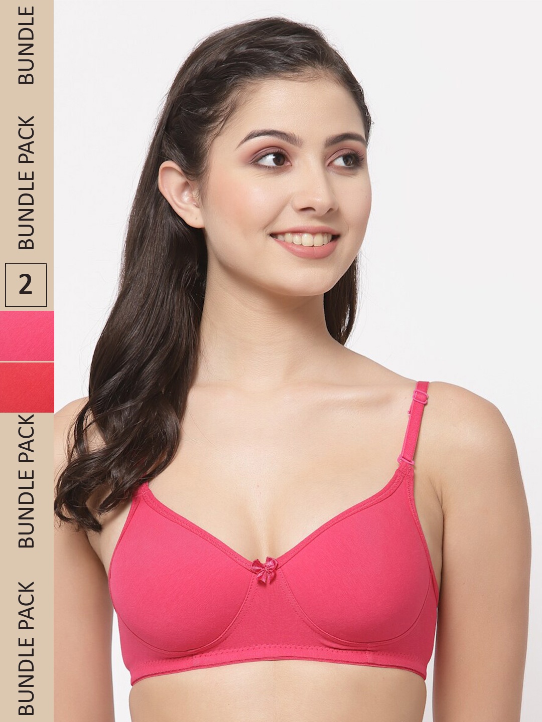 

College Girl Pack Of 2 Lightly Padded All Day Comfort Full Coverage Seamless T-shirt Bra, Pink