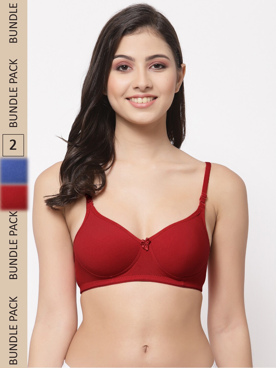 

College Girl Pack Of 2 Lightly Padded All Day Comfort Seamless Cotton T-Shirt Bra, Maroon