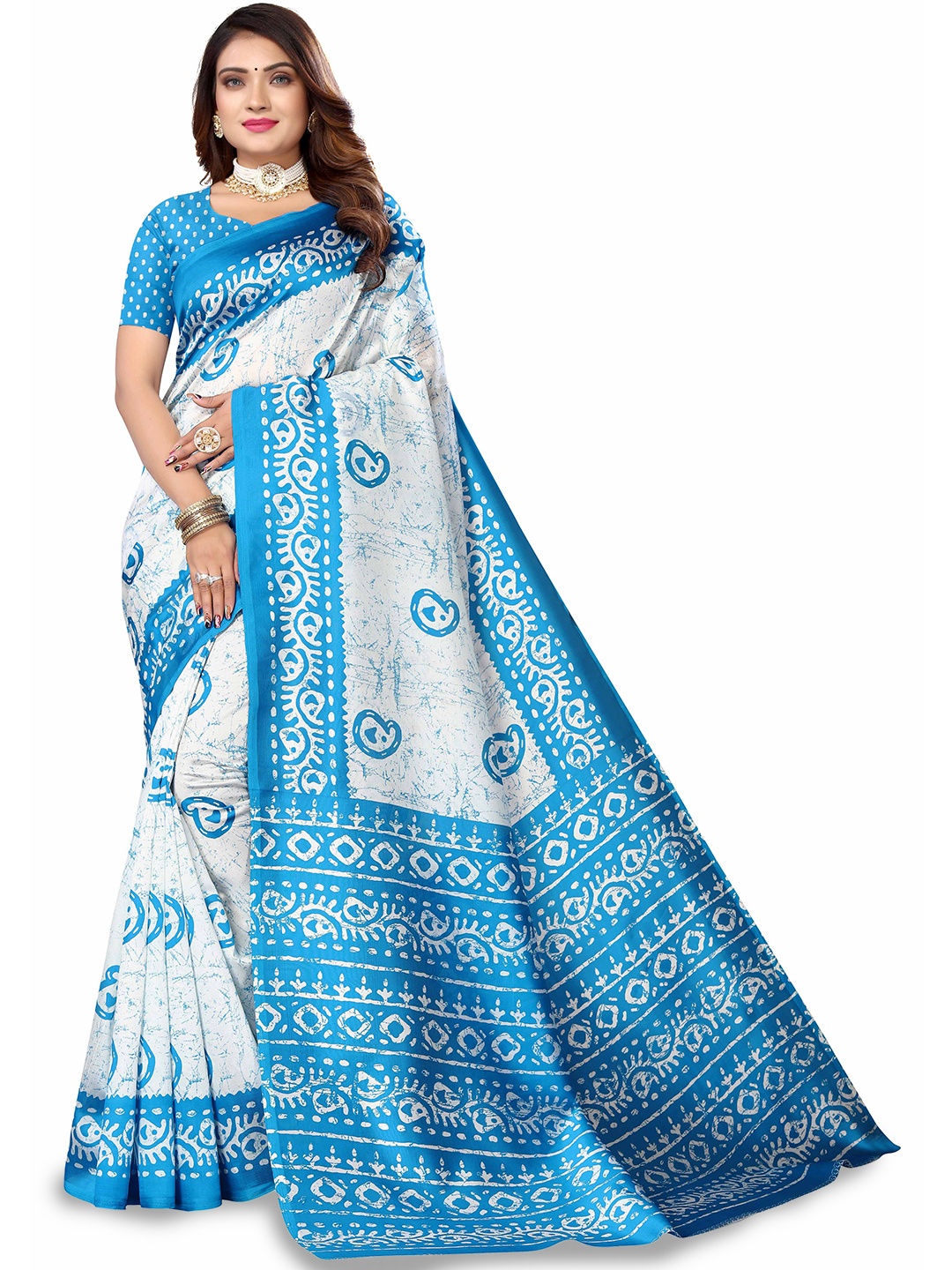 

Poshyaa Art Silk Ready to Wear Mysore Silk Saree, Blue