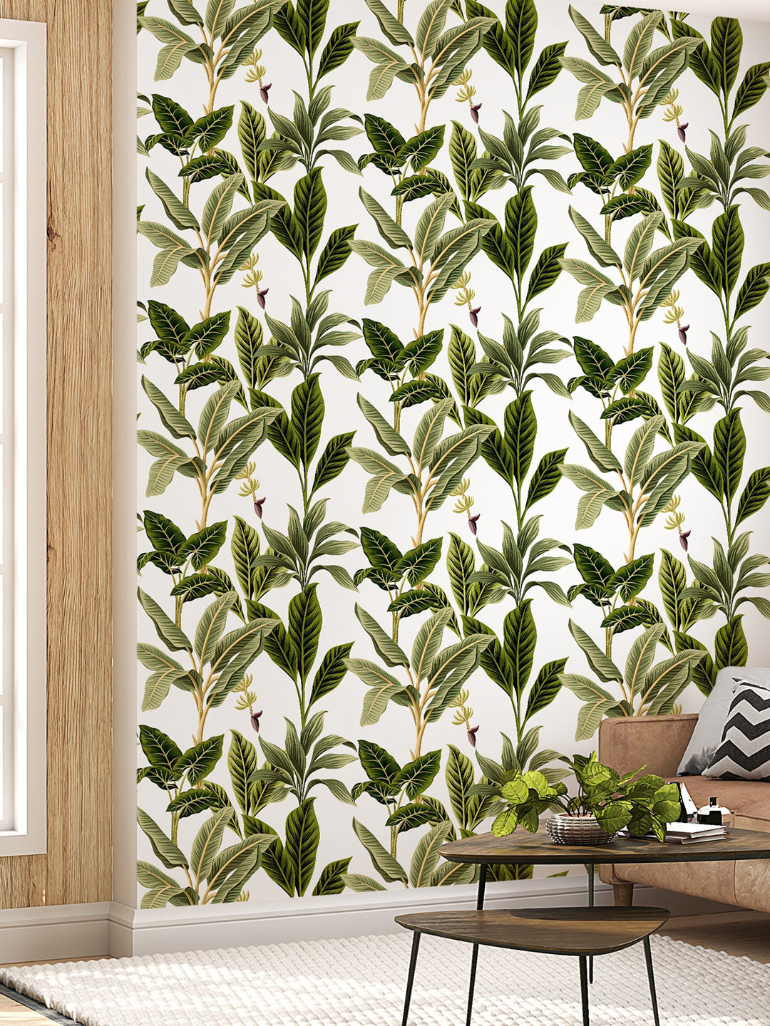 

PAPER PLANE DESIGN White & Green Floral Printed Waterproof Wallpaper