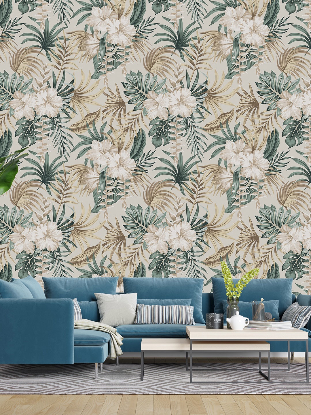 

PAPER PLANE DESIGN White & Green Printed Waterproof Wallpaper