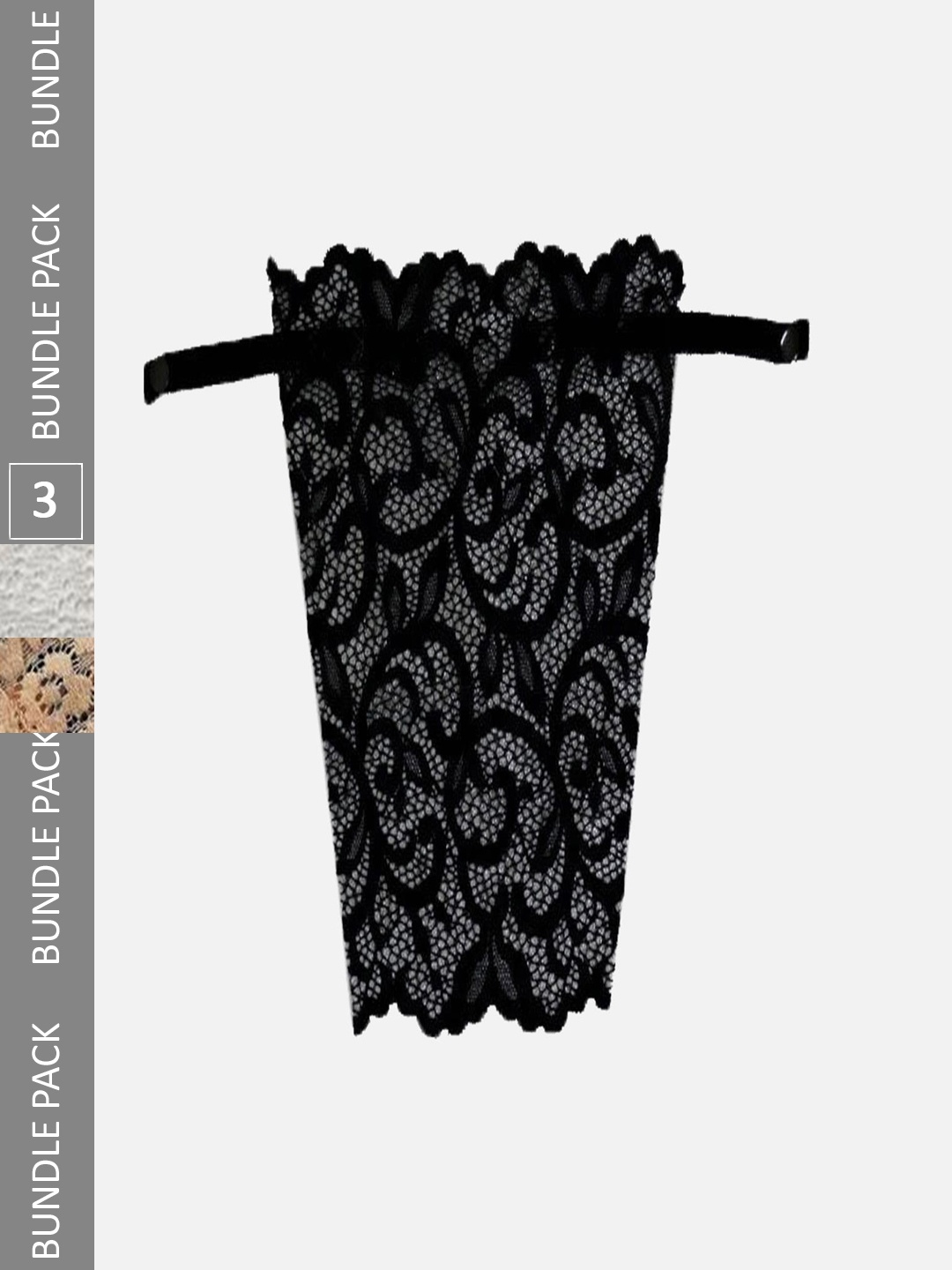 

FIMS Women Pack of 3 Lace Cleavage Cover Up Clip-on Camisole, Black