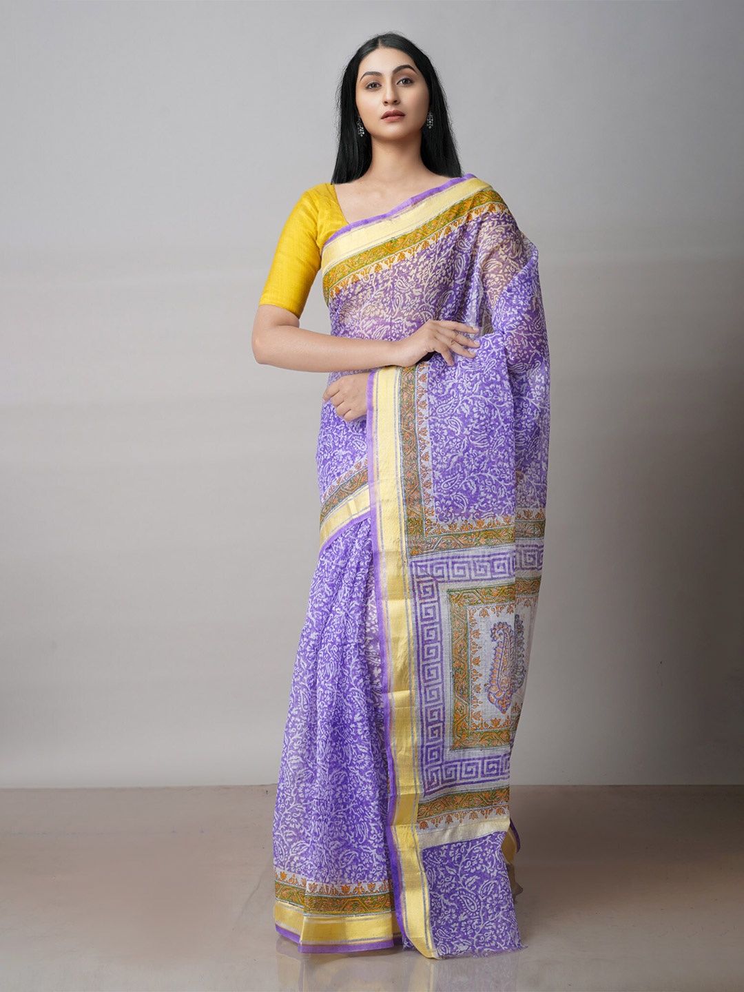 

Unnati Silks Ethnic Motifs Printed Pure Cotton Kota Saree, Purple