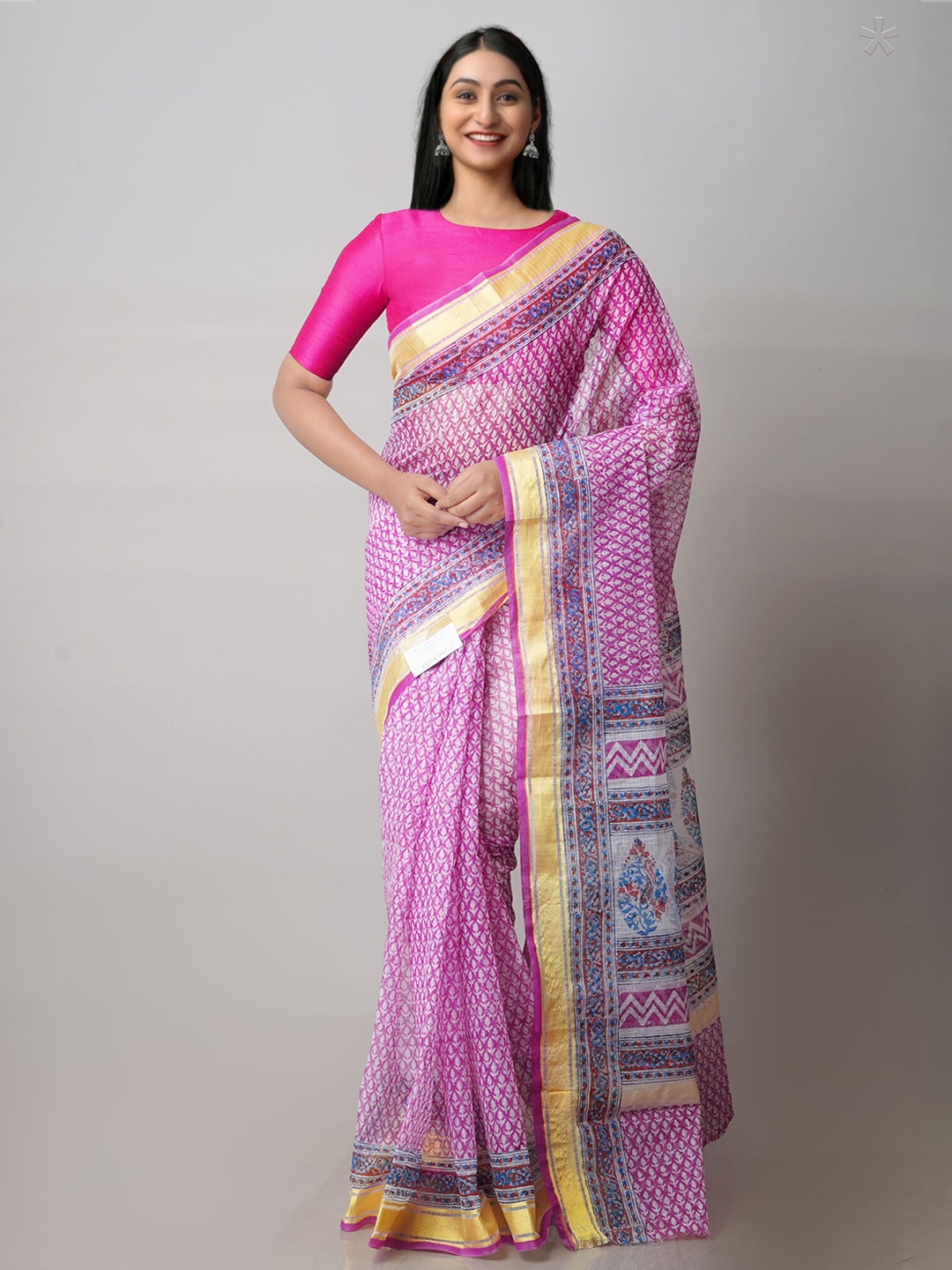

Unnati Silks Ethnic Motifs Pure Cotton Kota Saree, Pink