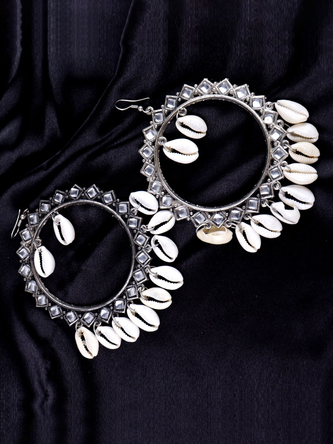 

Krelin Silver-Plated Circular Oxidized Drop Earrings