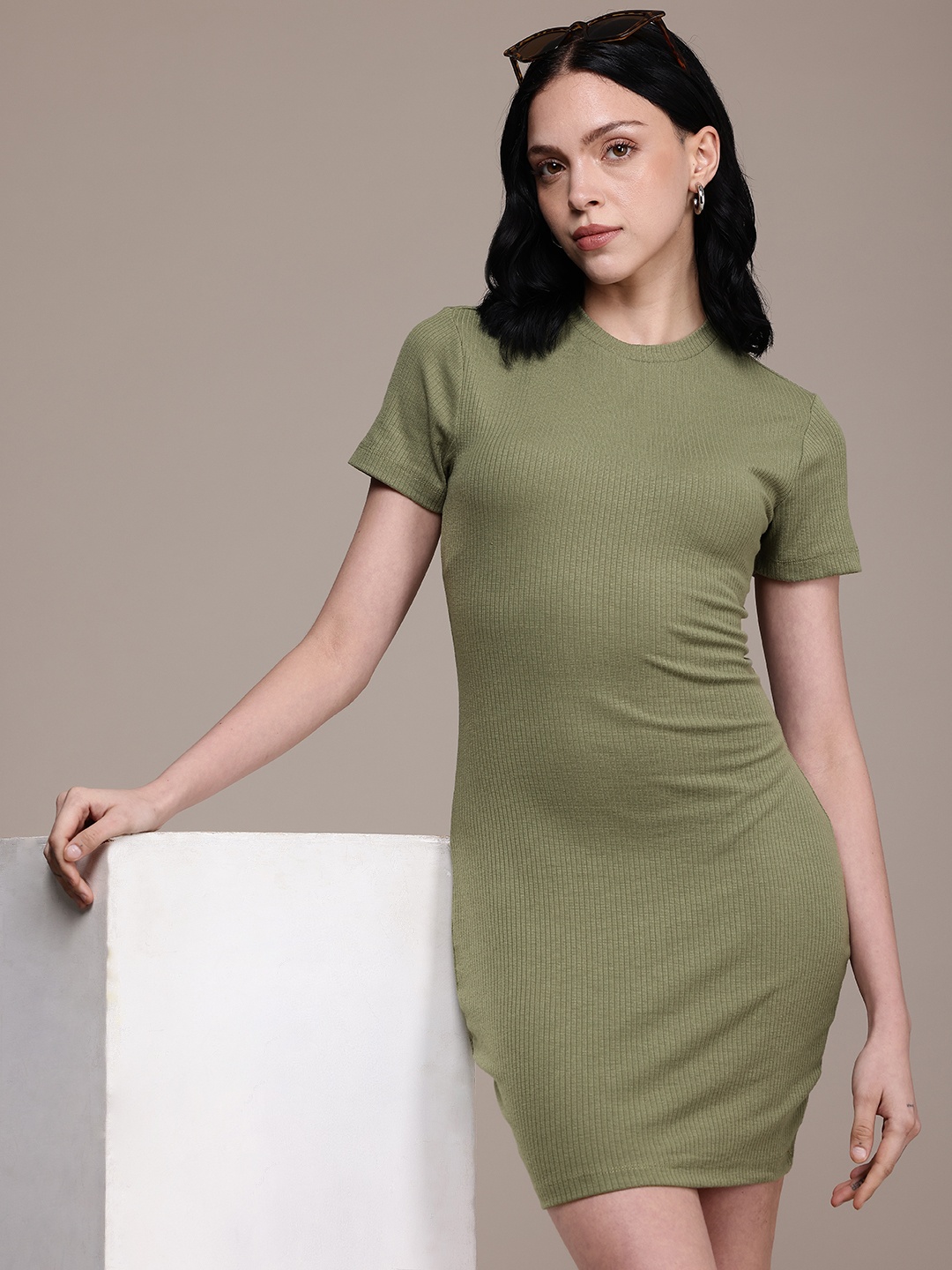 

The Roadster Life Co. Ribbed Bodycon Mini Dress, Green