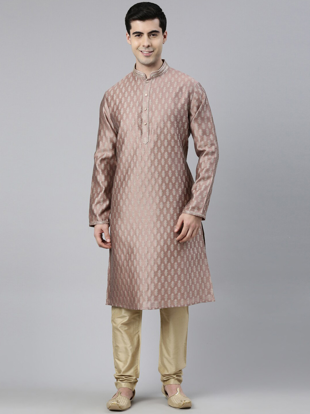 

TheEthnic.Co Ethnic Motifs Woven Design Thread Work Jacquard Kurta with Pyjamas, Mauve