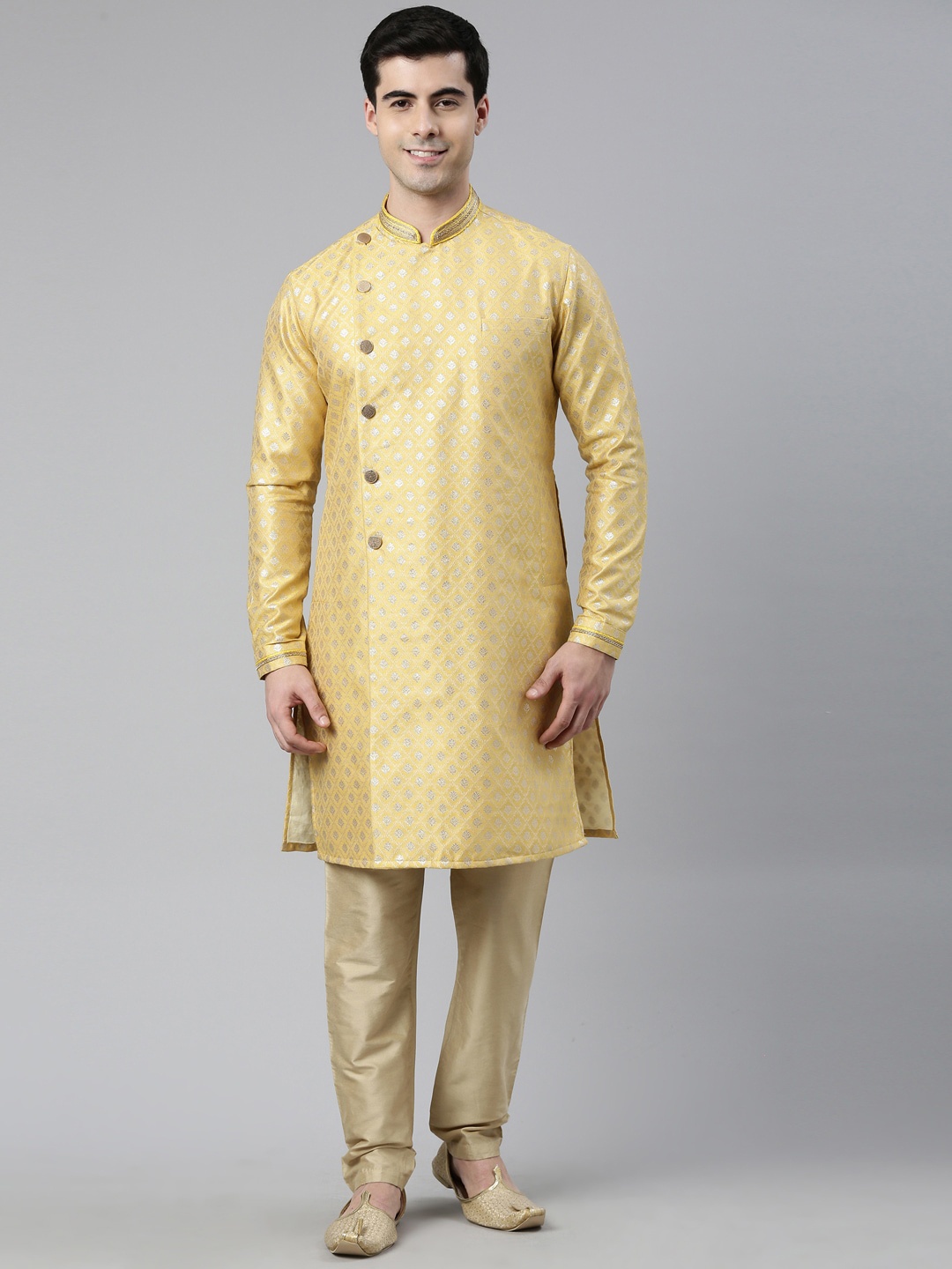 

TheEthnic.Co Ethnic Motifs Woven Design Kurta With Churidar, Yellow