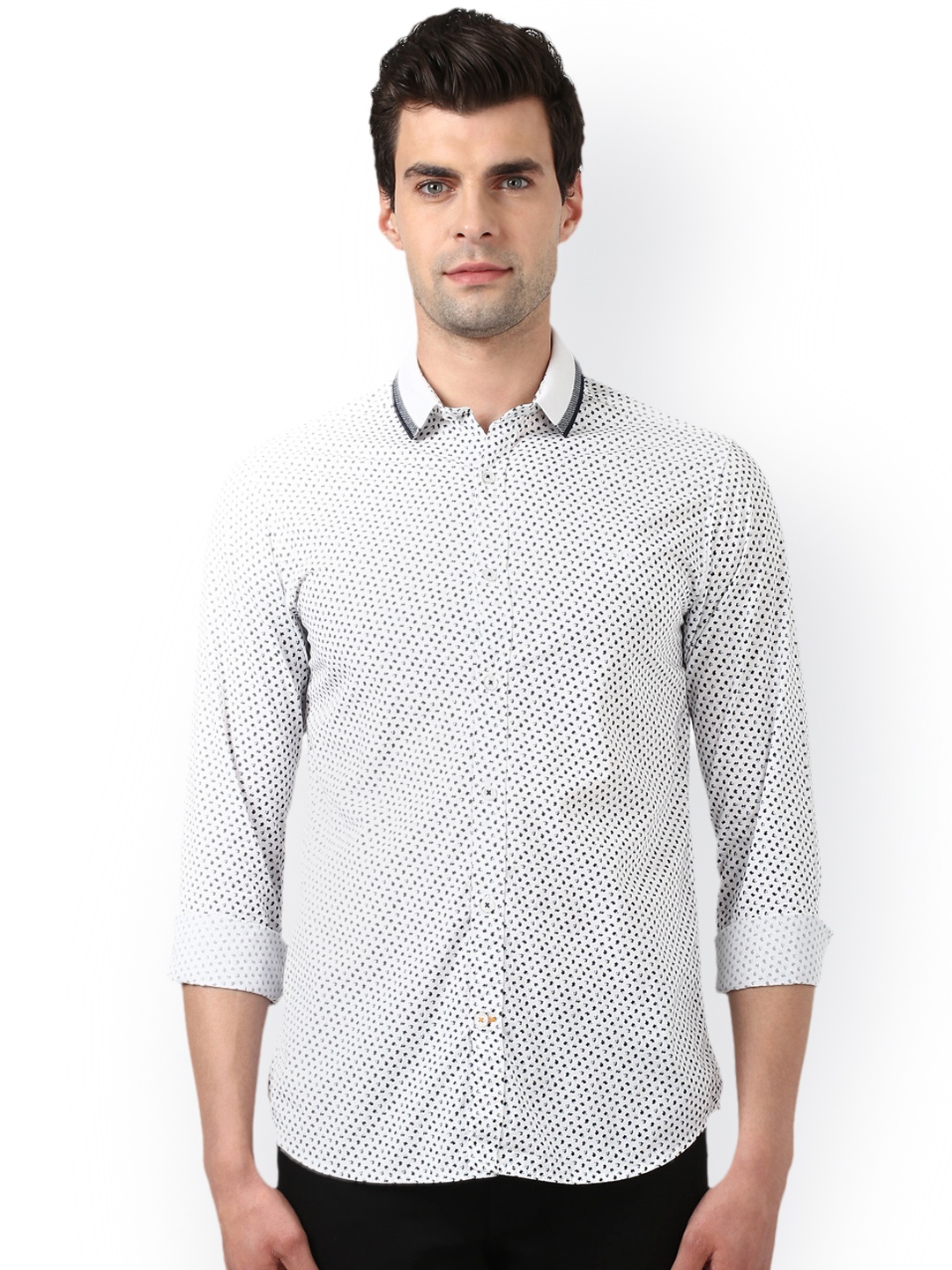 

ColorPlus Men White & Blue Regular Fit Printed Casual Shirt