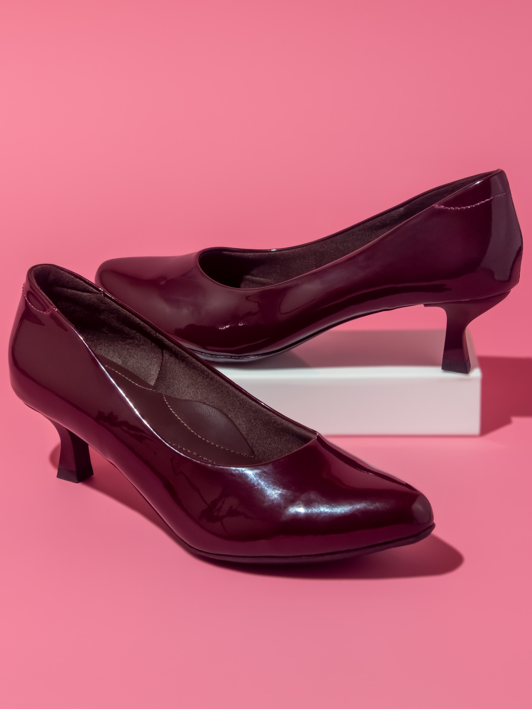 

Inc 5 Pointed Toe Kitten Heel Pumps, Maroon