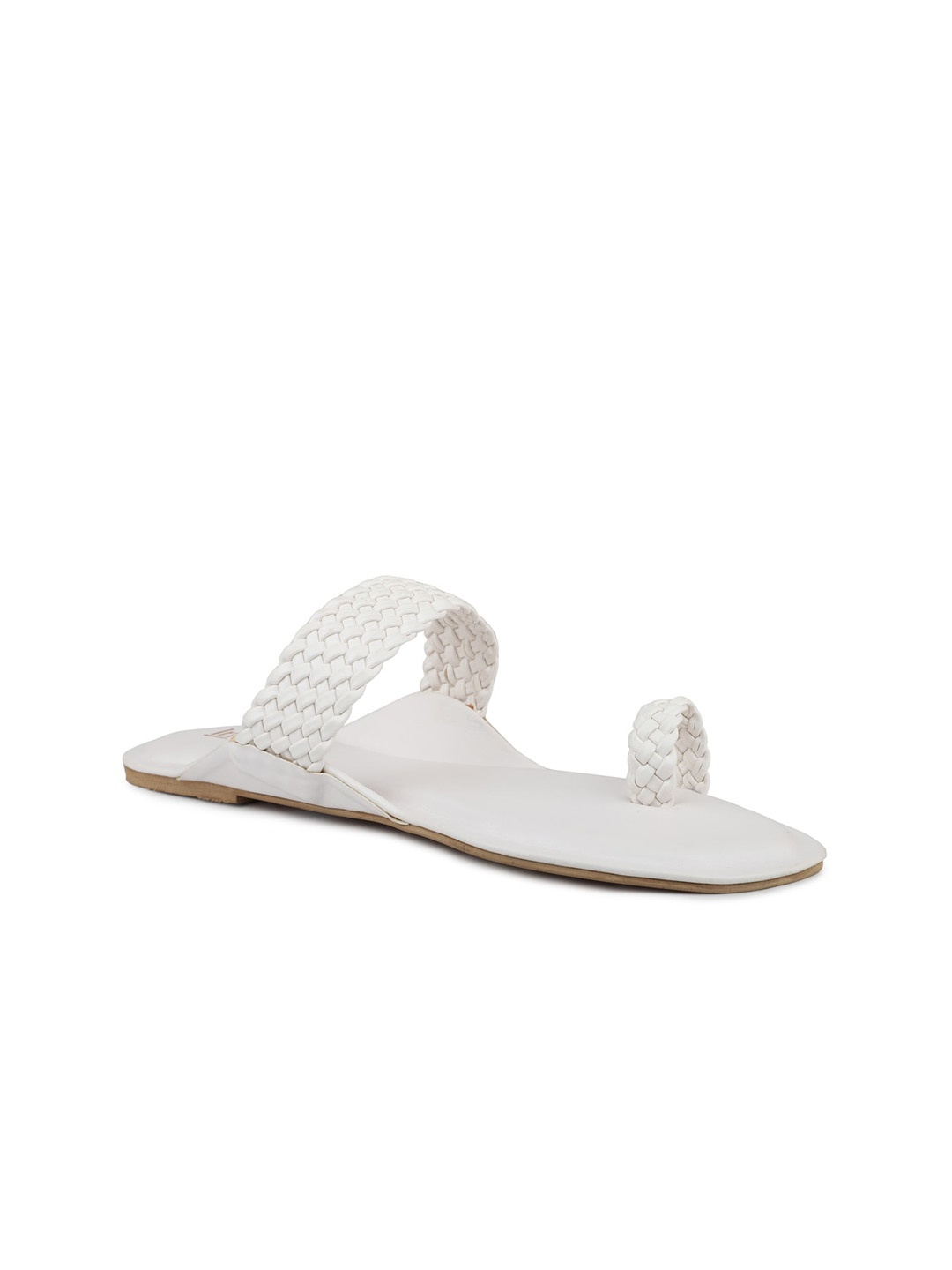 

Inc 5 Women Braided Open One Toe Flats, White