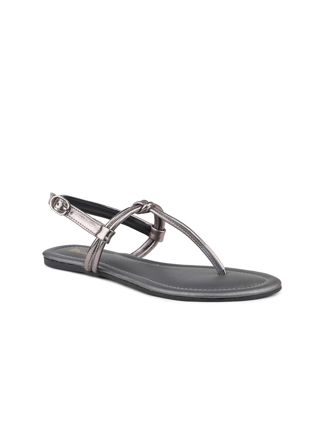 

Inc 5 Women Open Toe T -Strap Flats With Buckles, Grey