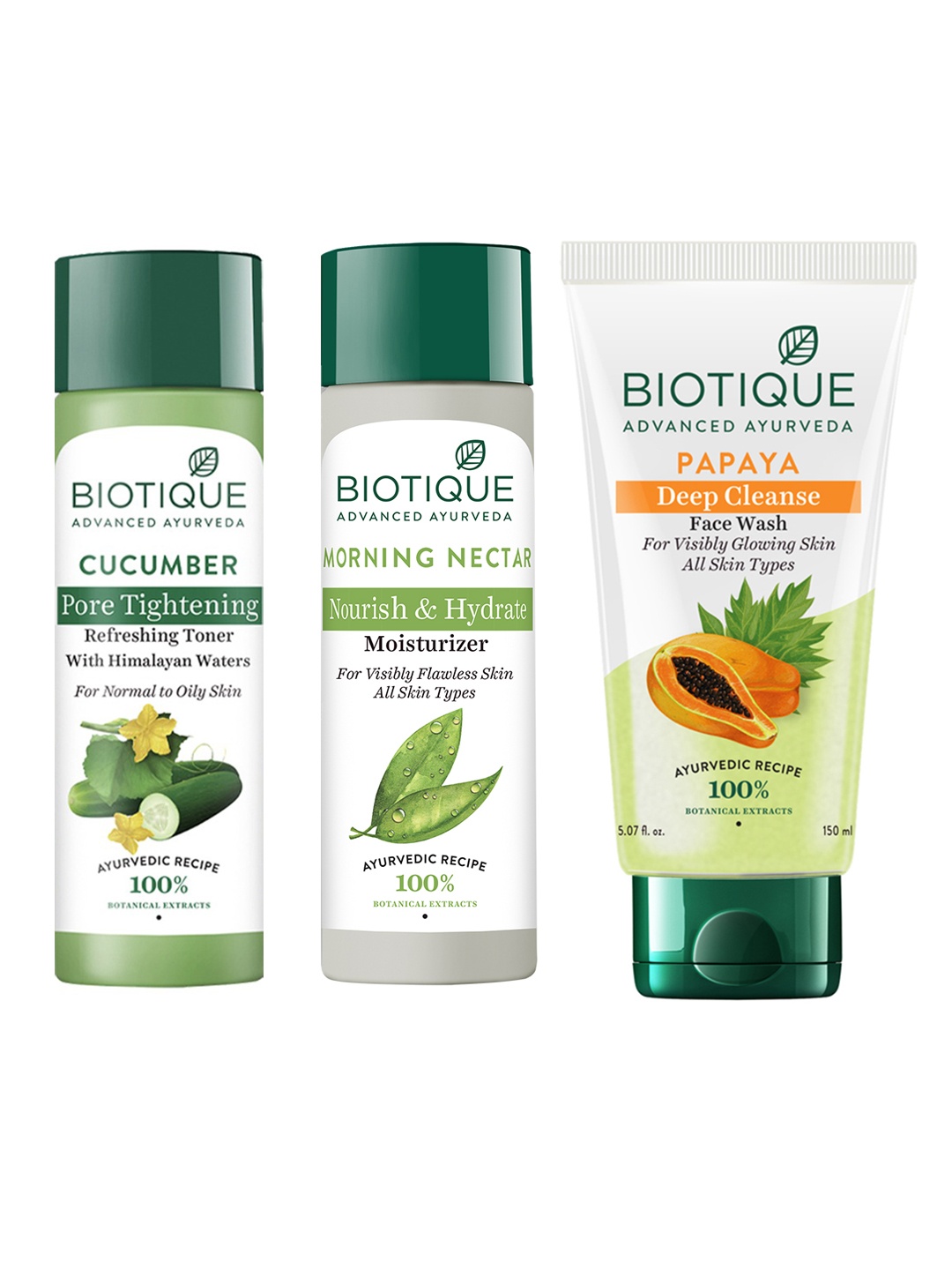 

Biotique Cleanser Toner Moisturizer Combo, White