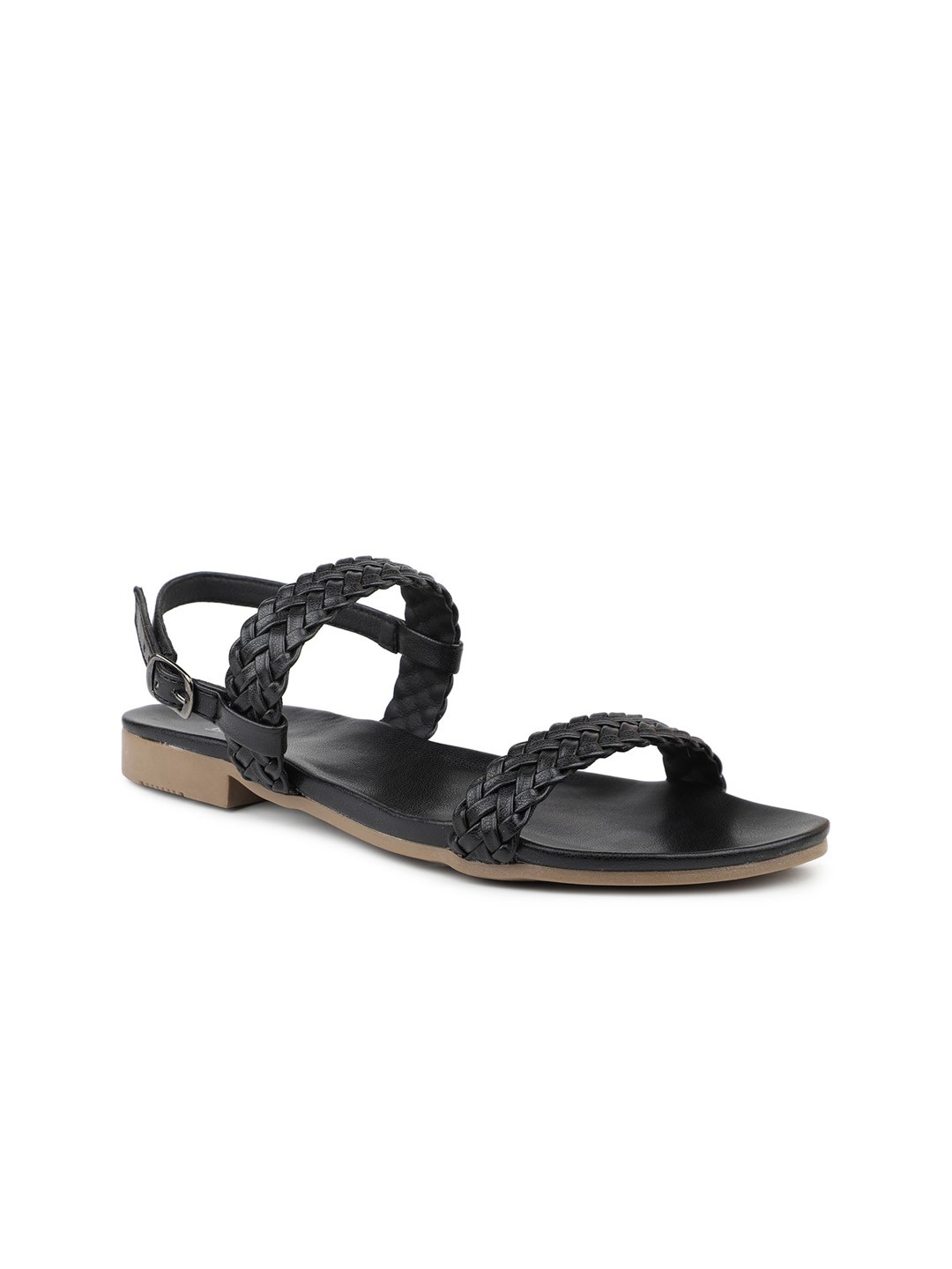

Inc 5 Women Braided Open Toe Flats With Buckles, Black
