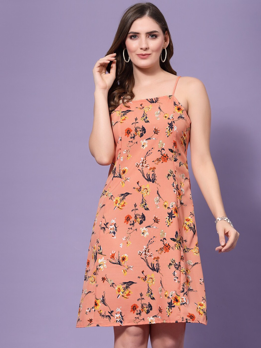 

Oomph! Floral Print A-Line Dress, Orange