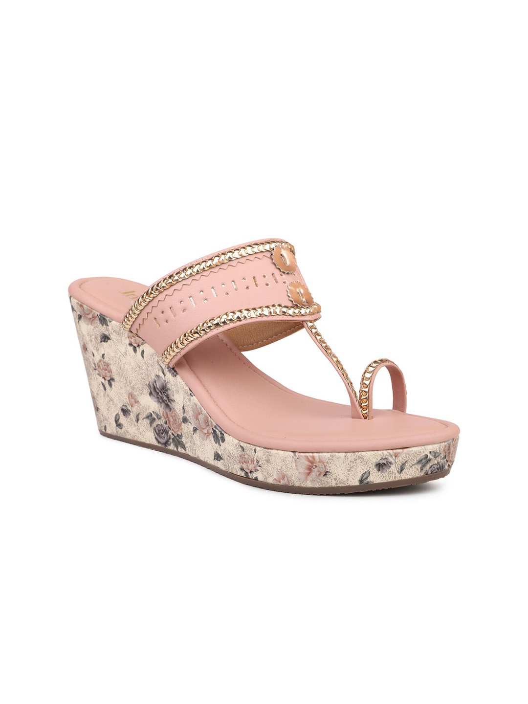 

Inc 5 Printed One Toe Wedge Heels, Peach