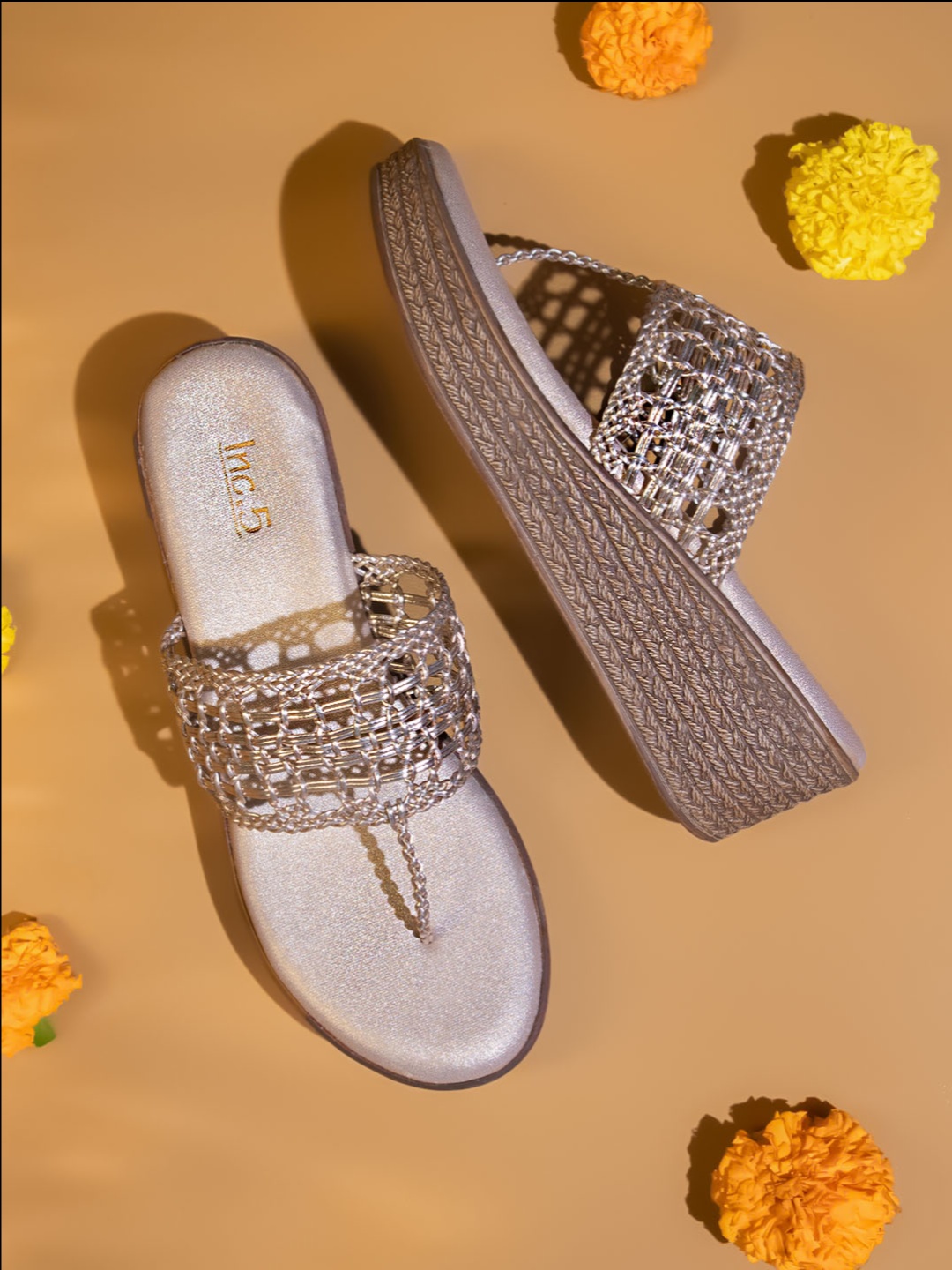 

Inc 5 Woven Design Wedge Heels, Rose gold