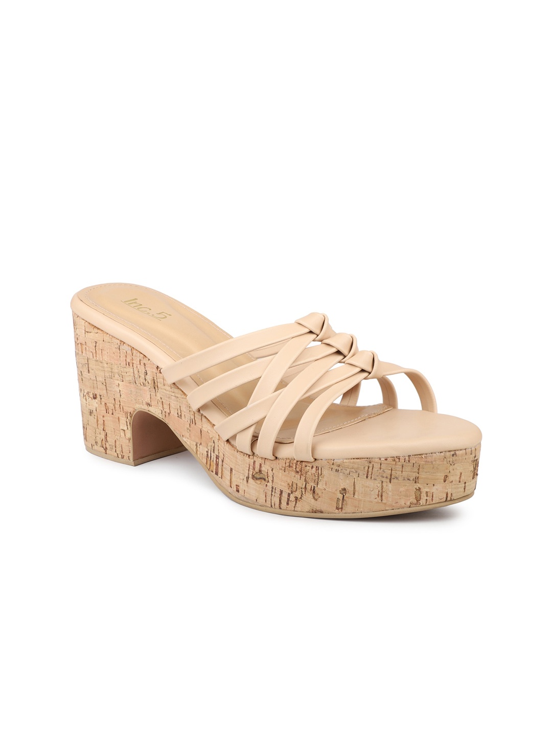 

Inc 5 Open Toe Synthetic Block Heels, Beige