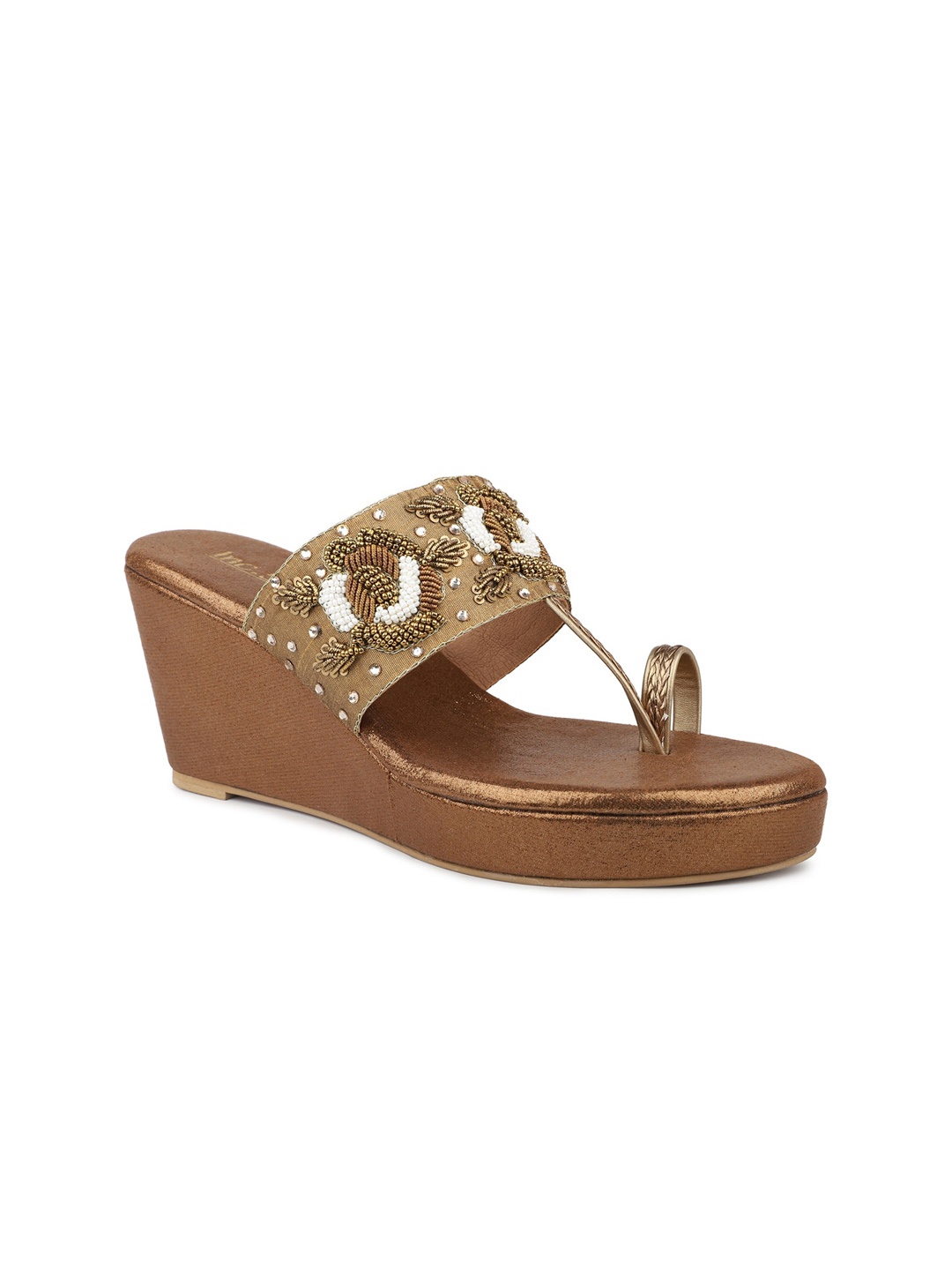 

Inc 5 Embellished Ethnic Wedge Heels, Gold