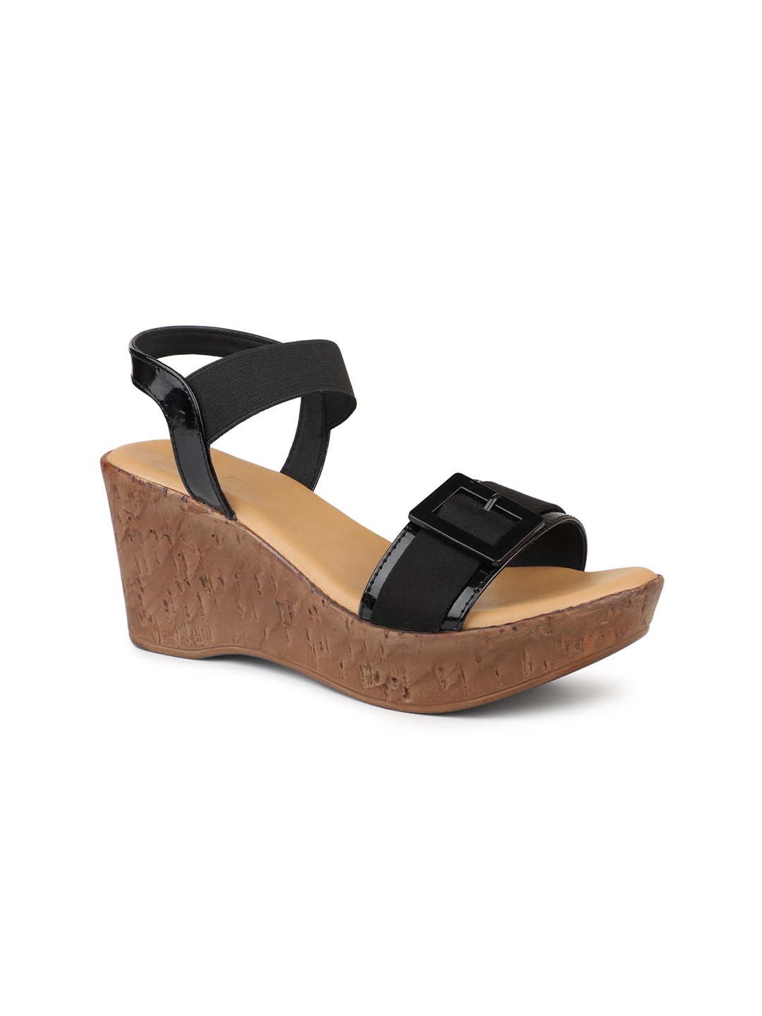 

Inc 5 Open Toe Backstrap Wedge Heels, Black