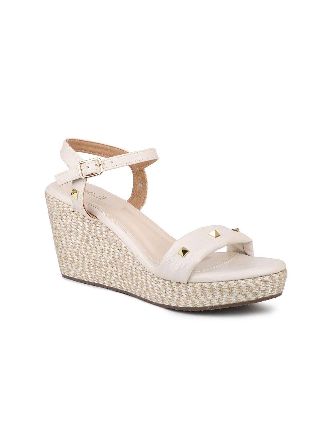 

Inc 5 Open Toe Wedge Heels With Buckles, Beige