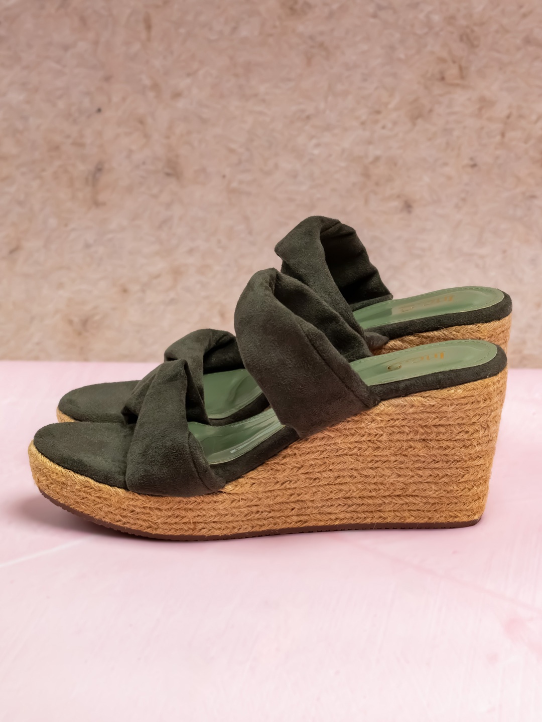 

Inc 5 Open Toe Synthetic Wedge Heels, Green