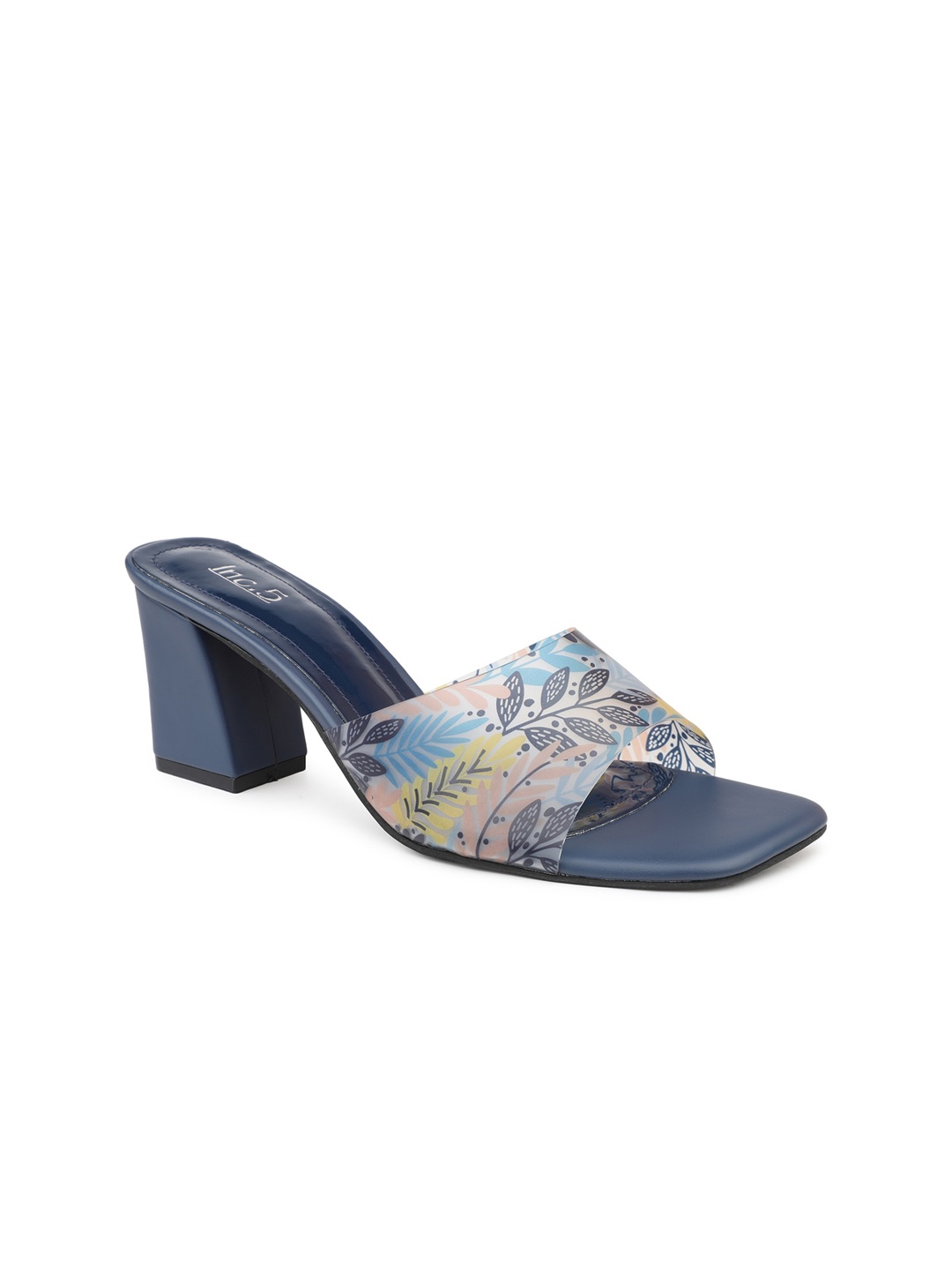 

Inc 5 Printed Open Toe Block Heels, Navy blue