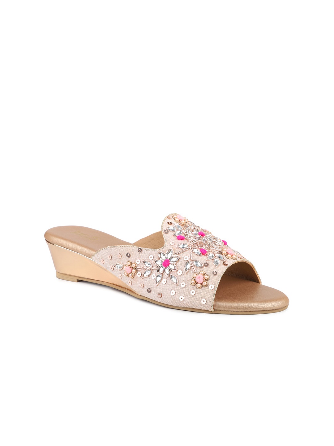 

Inc 5 Embellished Ethnic Wedge Mules, Rose gold