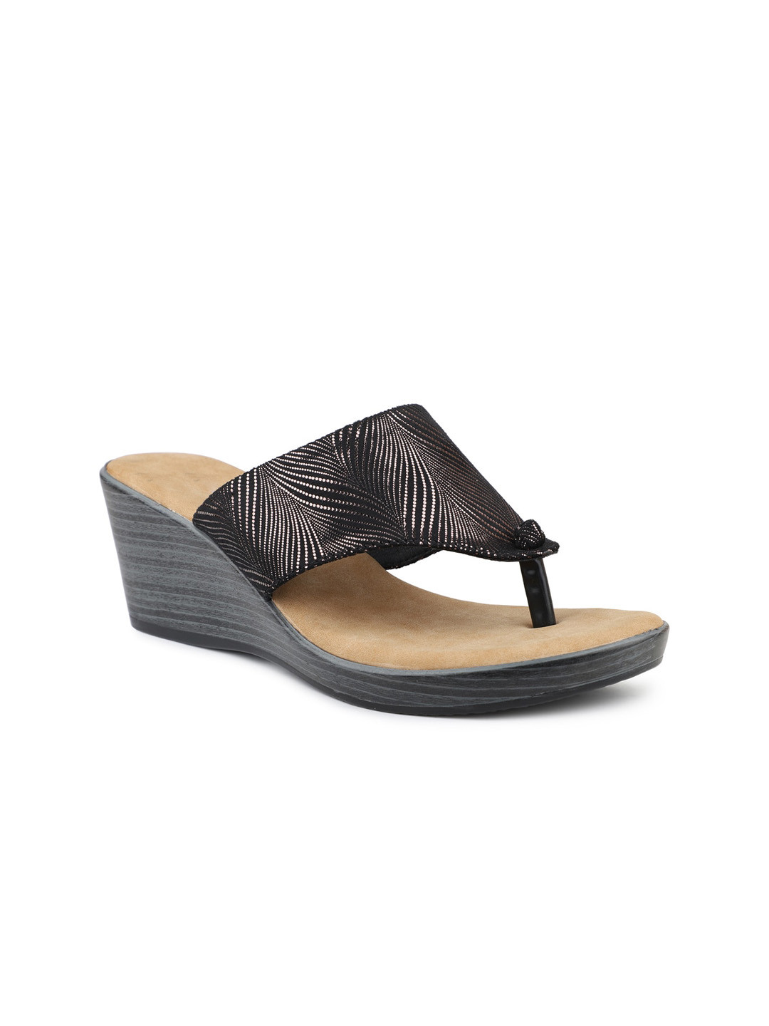 

Inc 5 Textured Open Toe Synthetic Wedge Heels, Black