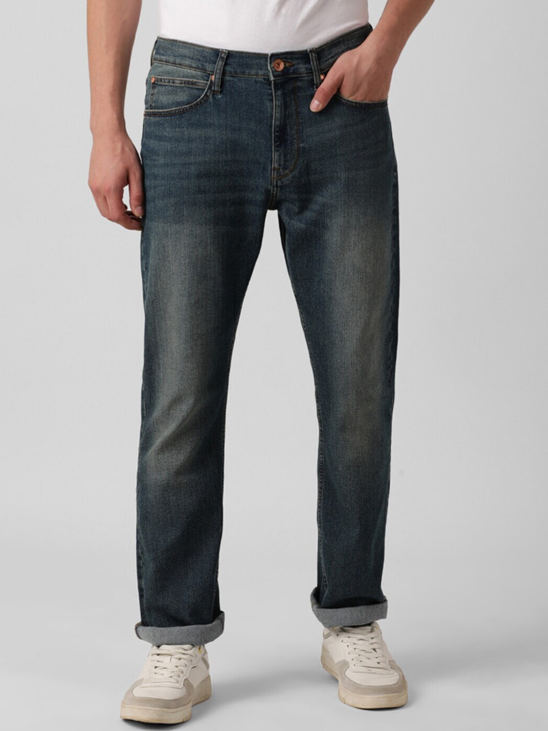 

Lee Men Cotton Regular Fit Mid-Rise Stretchable Jeans, Blue