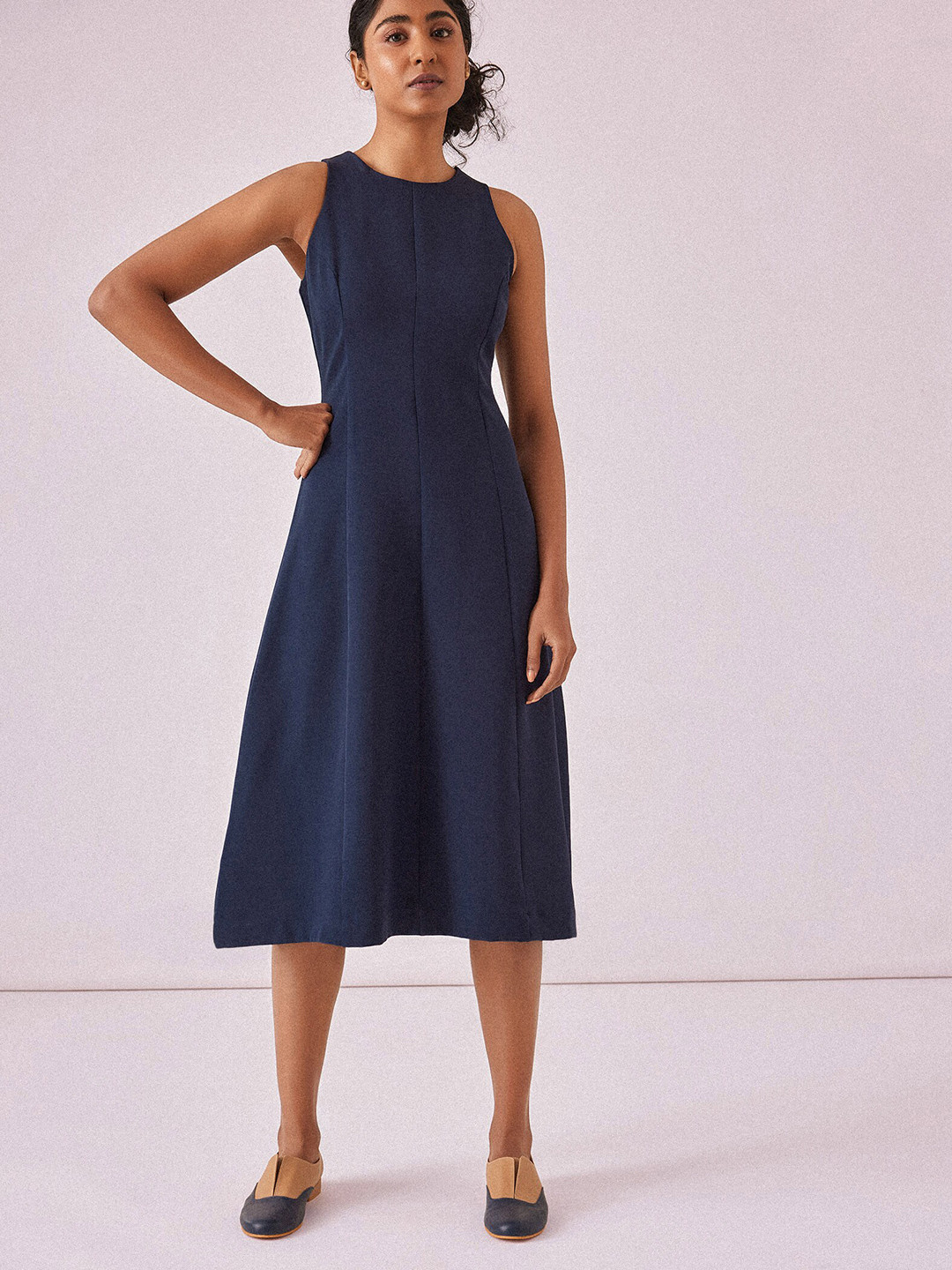 

The Label Life A-Line Sleeveless Midi Dress, Navy blue