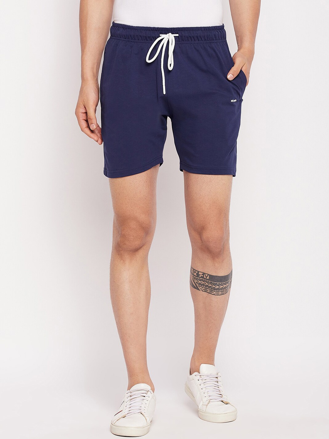 

98 Degree North Men Mid Rise Pure Cotton Sports Shorts, Blue