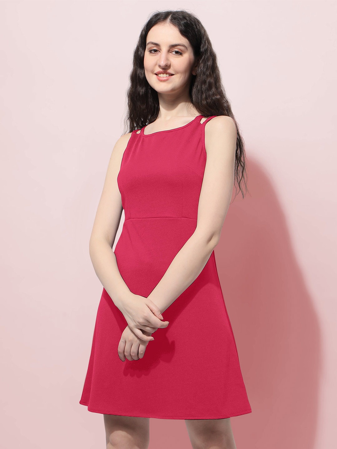 

Oomph! Sleeveless Fit & Flare Dress, Pink