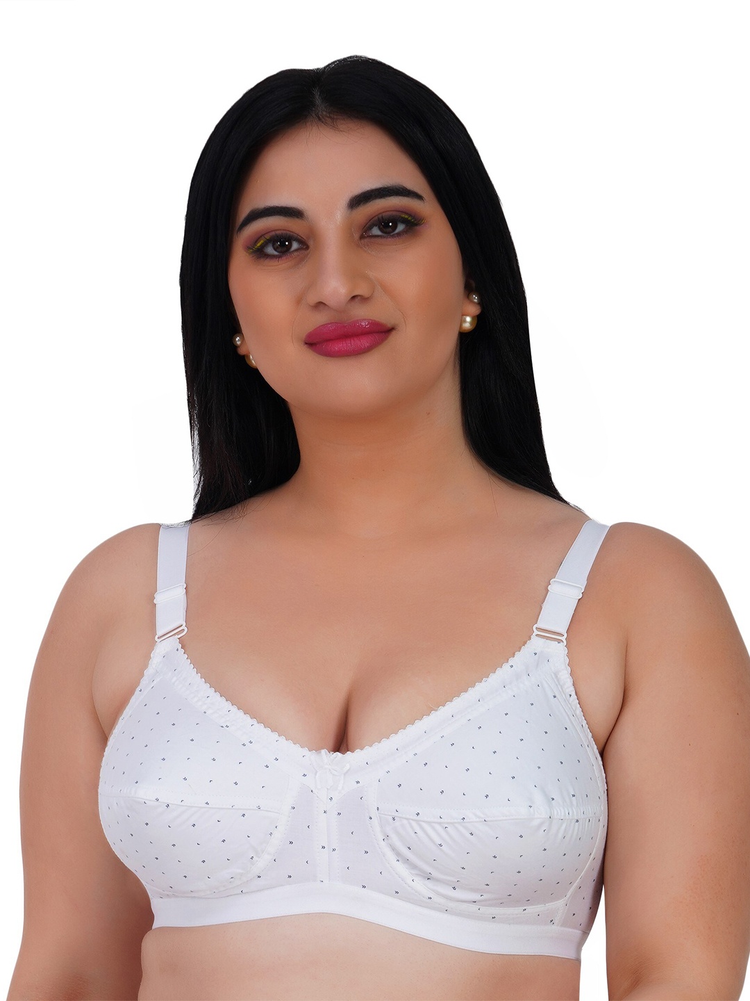 

LADYLAND Polka Dot Printed Non Padded Non-Wired Cotton All Day Comfort Bra, White