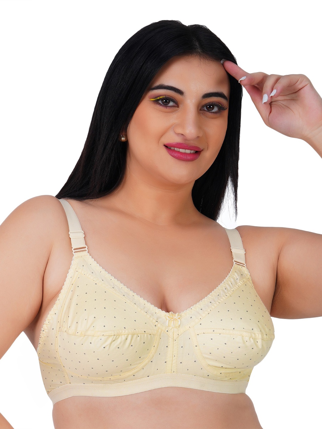 

LADYLAND Polka Dot Printed Non Padded Non-Wired Cotton All Day Comfort Bra, Yellow