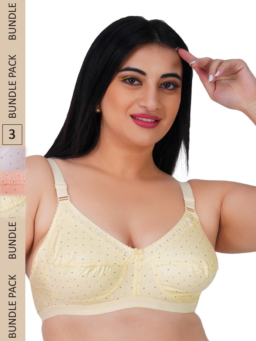 

LADYLAND Pack Of 3 Assorted Printed Non Padded Non-Wired Cotton All Day Comfort Bra