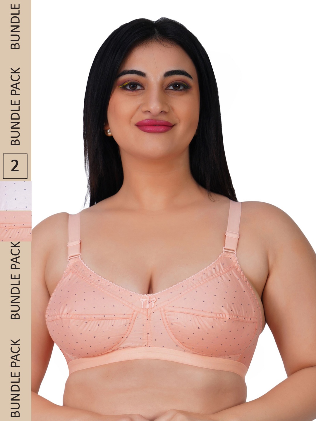

LADYLAND Pack Of 2 Assorted Polka Dot Printed Cotton All Day Comfort Full Coverage Bra