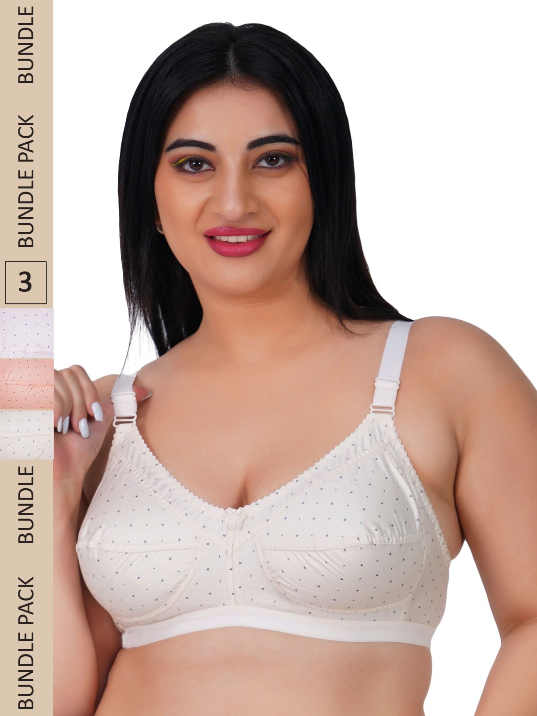 

LADYLAND Pack Of 3 Assorted Printed Non Padded Non-Wired Cotton All Day Comfort Bra