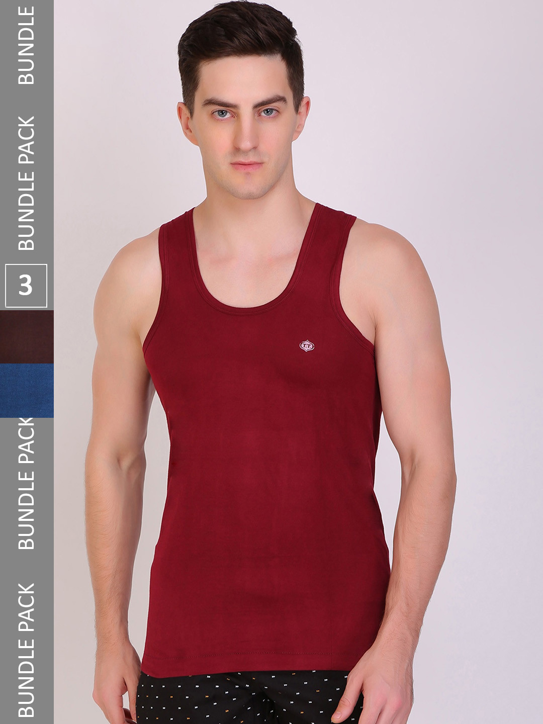 

T.T. Men Pack Of 3 Titanic Pure Cotton Undershirt Vests, Red