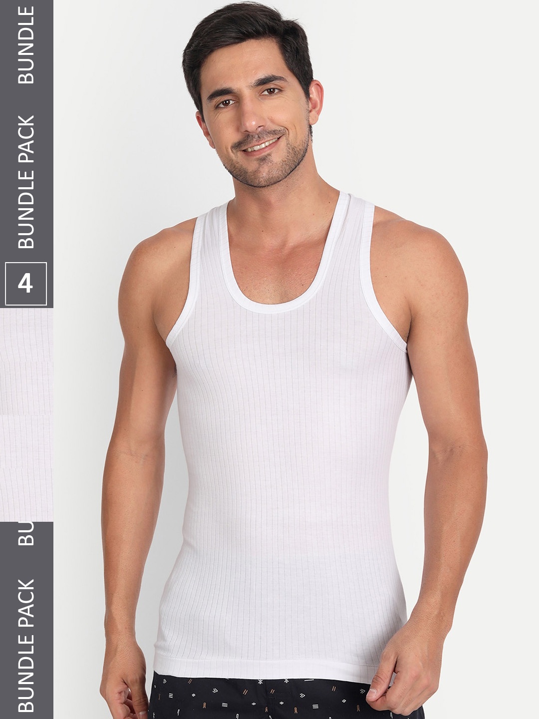 

T.T. Men Pack Of 4 Basic Cotton Innerwear Vests, White