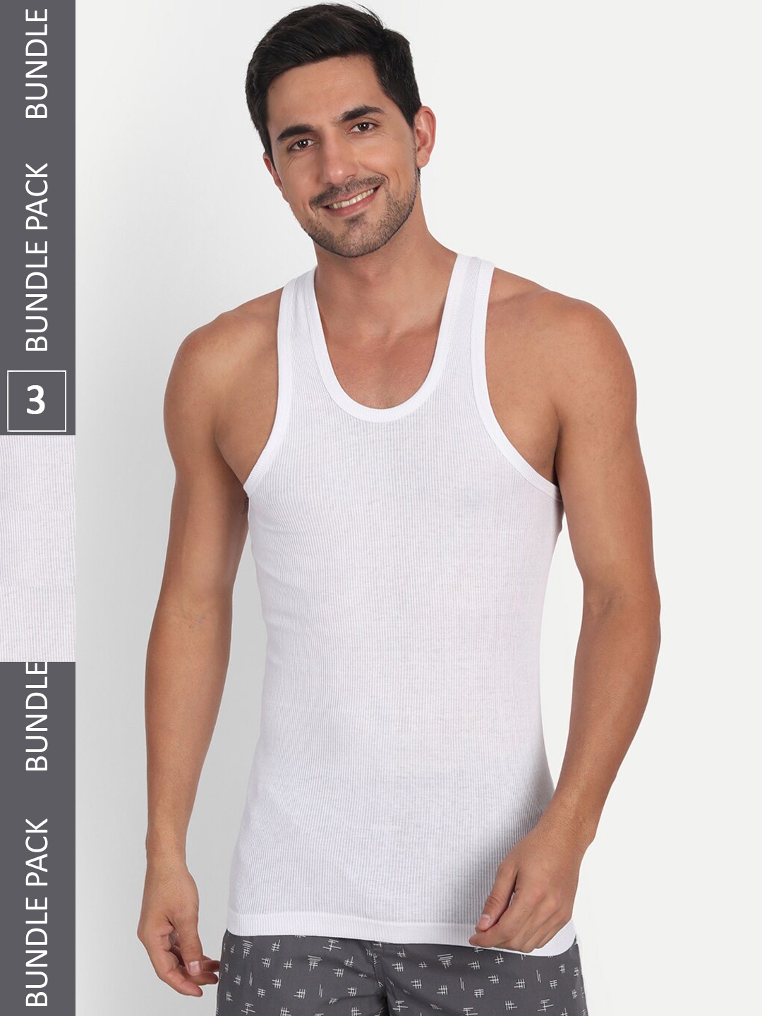 

T.T. Men Pack Of 3 Basic Cotton Derby Innerwear Vests, White
