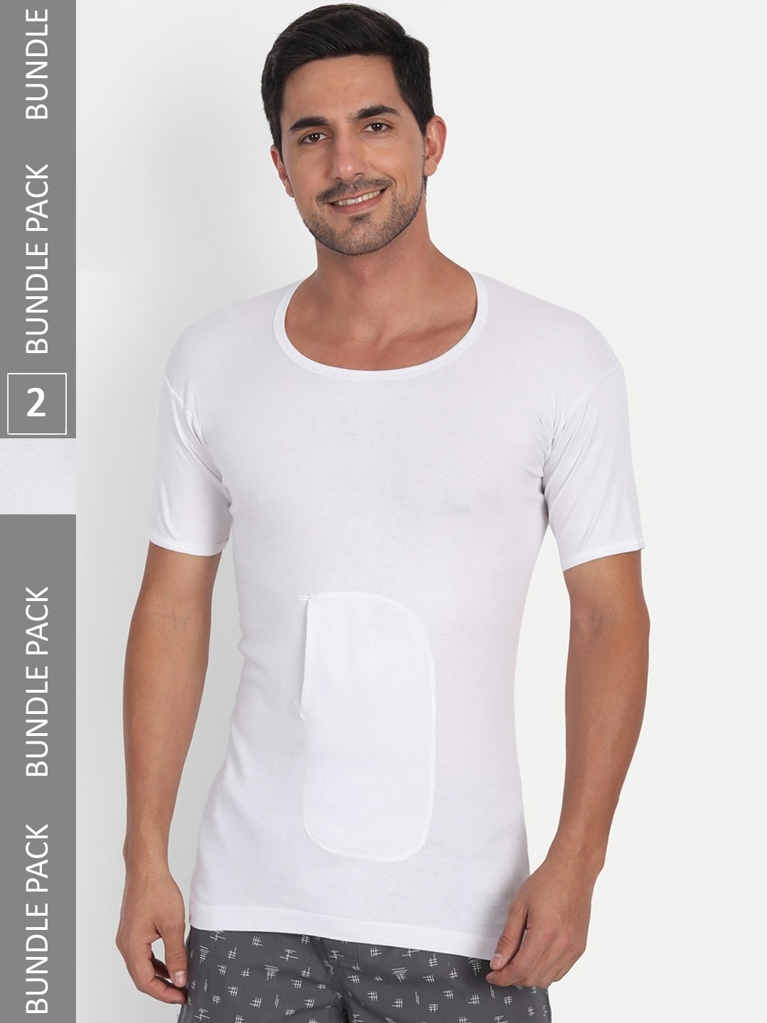 

T.T. Men Pack Of 2 Desire Interlock Half Sleeves Vests, White