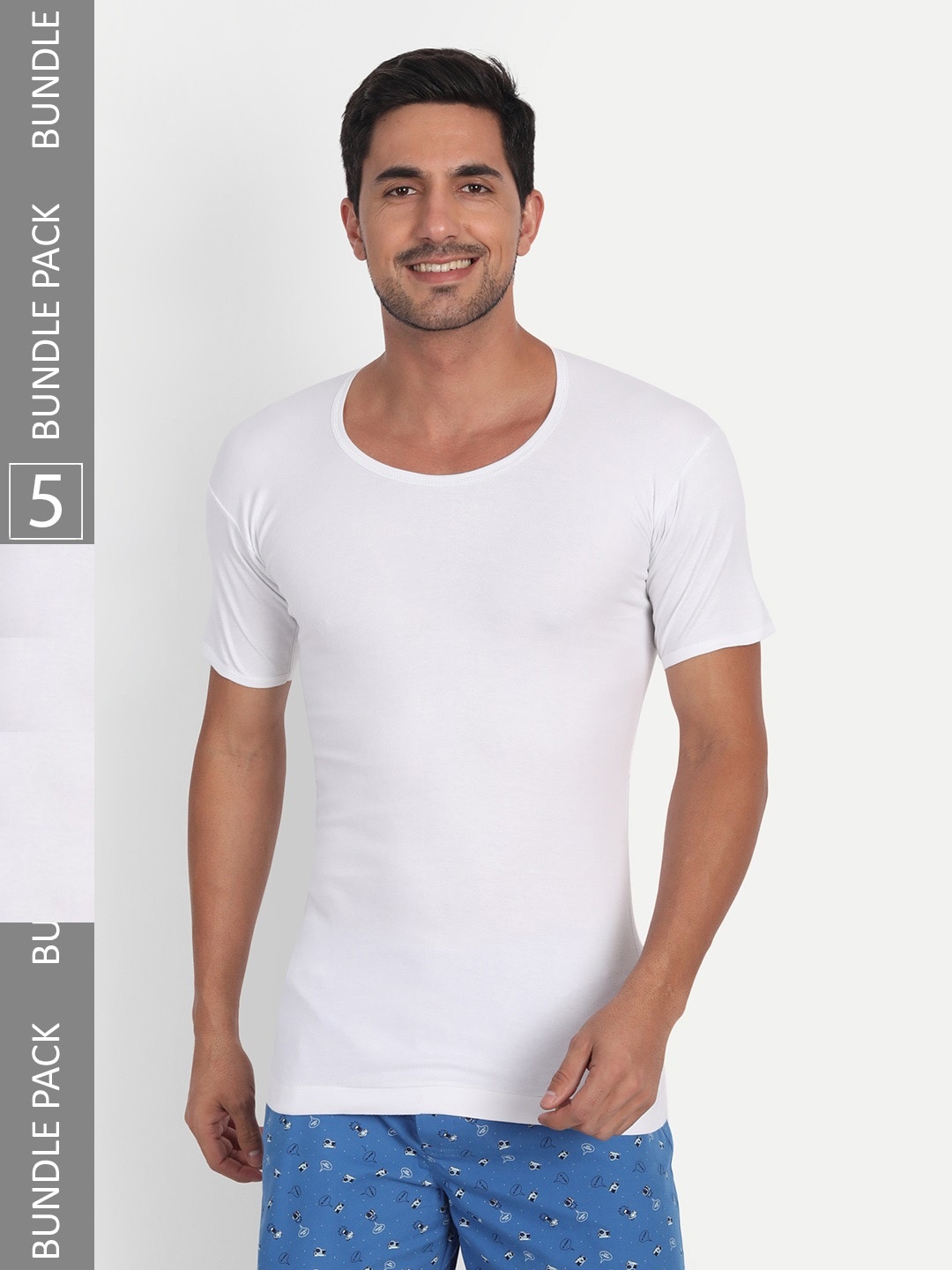 

T.T. Desire Interlock Pack Of 5 Basic Cotton Innerwear Vests, White